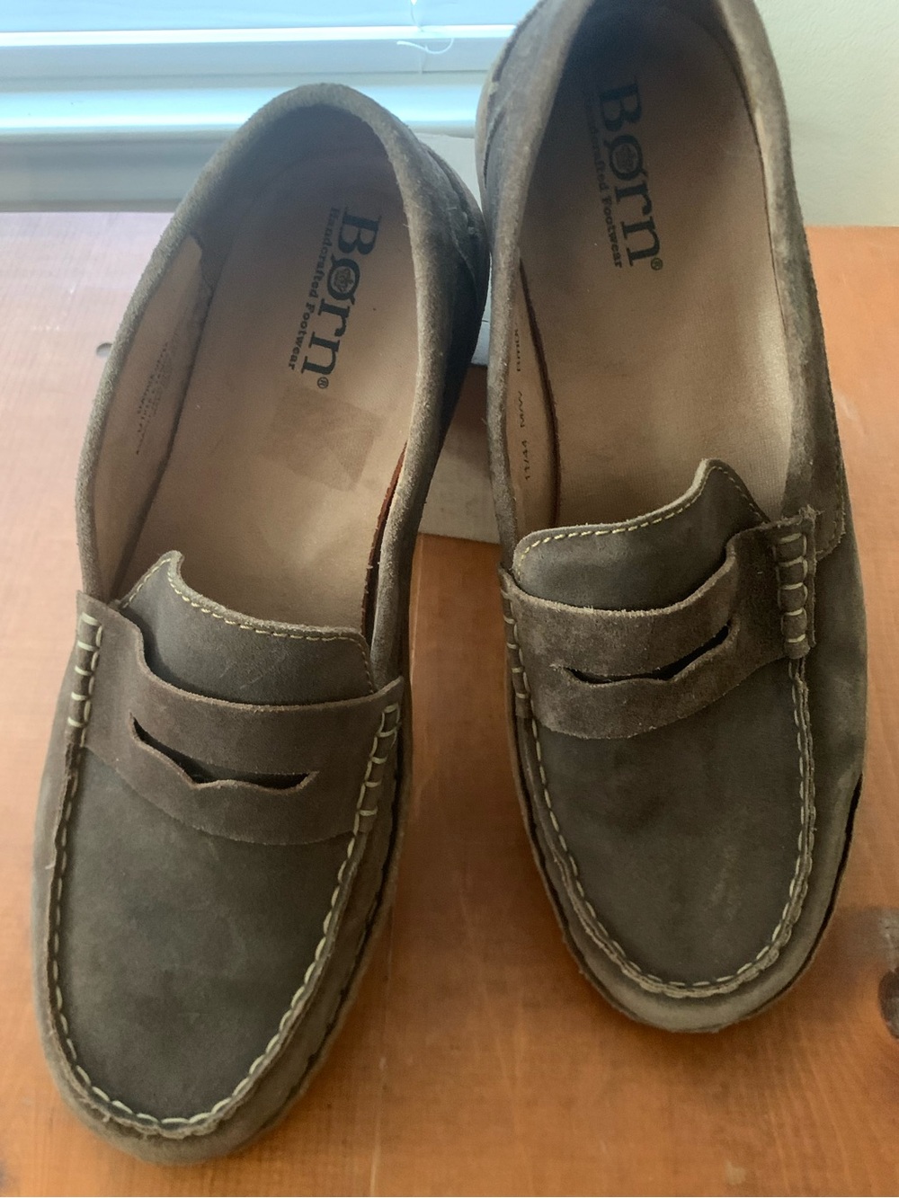 Born Men's Brown Suede Penny Loafers Size